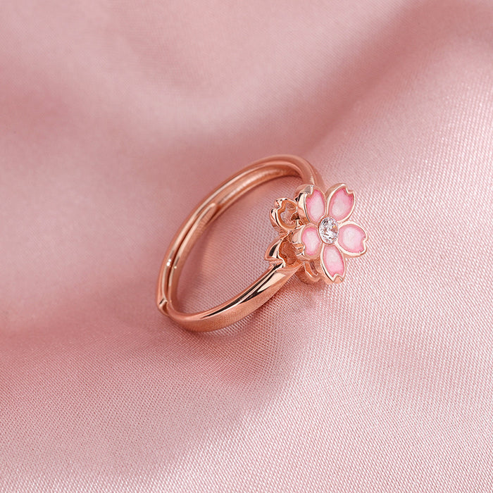 Buy Cherry Blossom Rotatable Ring - Elegant Spin Rings in Rose Gold | Elegantlyushop