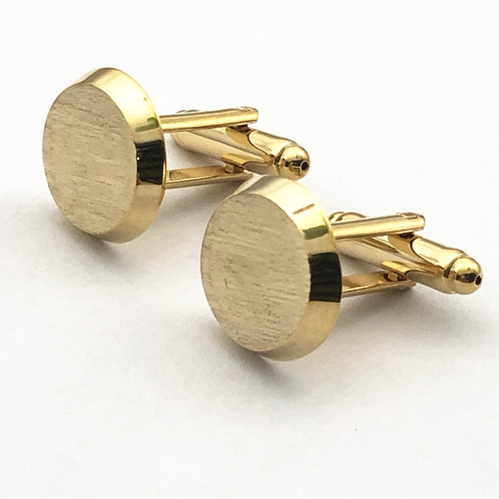 French Gold Brushed Round Cufflinks - Elevate Your Style with European and American Elegance