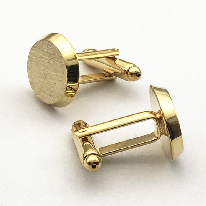 French Gold Brushed Round Cufflinks - Elevate Your Style with European and American Elegance