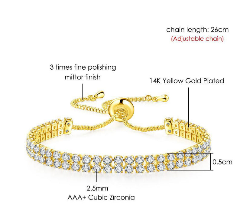 Buy Fashion Double Row Zircon Bracelet - Elegant Rhinestone Bracelet for Women