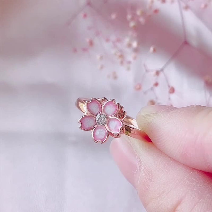 Buy Cherry Blossom Rotatable Ring - Elegant Spin Rings in Rose Gold | Elegantlyushop