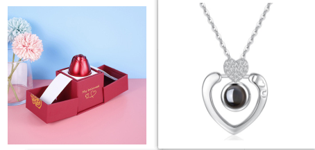 Hot Valentine's Day Gifts Metal Rose Jewelry Gift Box Necklace For Wedding Girlfriend Necklace Gifts