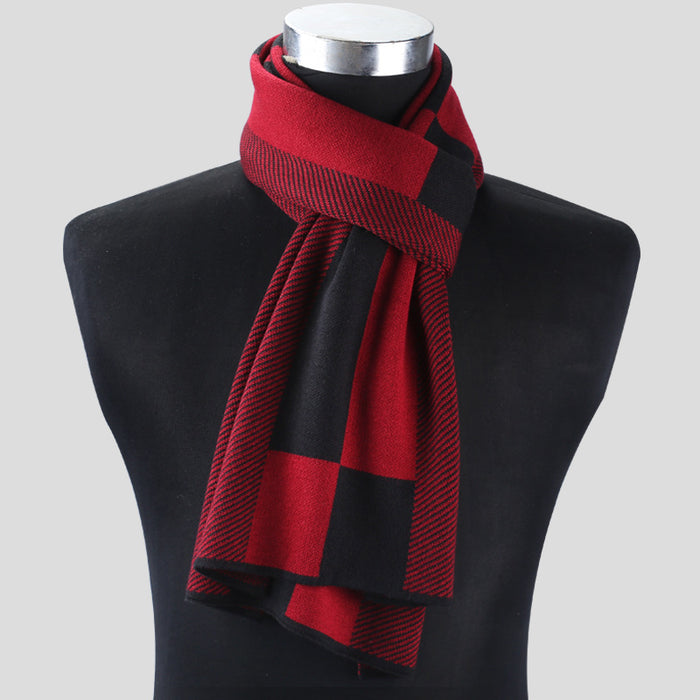 Buy Stylish Plaid Men's Knitted Scarf - Stay Warm in Retro Ethnic Fashion | Elegantlyushop