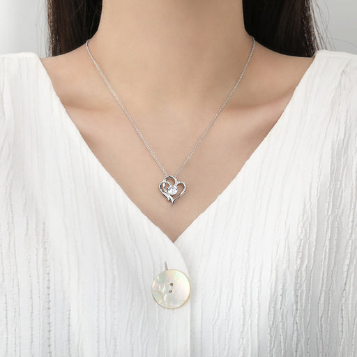 Buy Zircon Double Love Necklace - Personalized Heart-shaped Jewelry for Women | Elegantlyushop