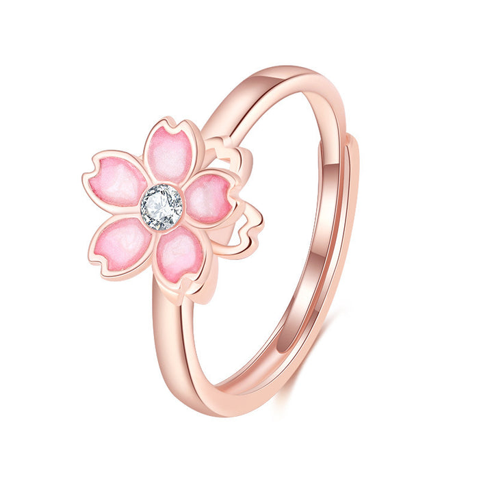 Buy Cherry Blossom Rotatable Ring - Elegant Spin Rings in Rose Gold | Elegantlyushop