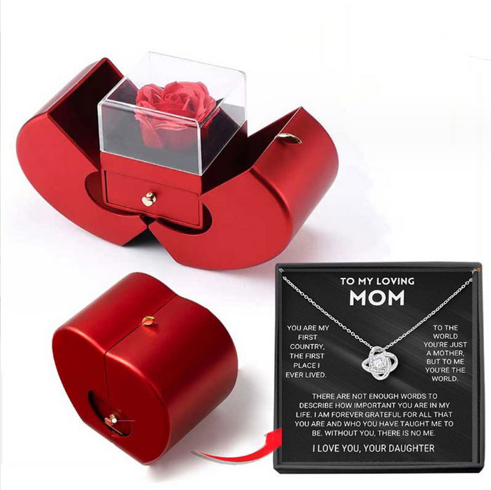 Buy Fashion Jewelry Box - Red Apple Christmas Gift Necklace with Eternal Rose | Elegantlyushop