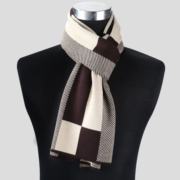 Buy Stylish Plaid Men's Knitted Scarf - Stay Warm in Retro Ethnic Fashion | Elegantlyushop