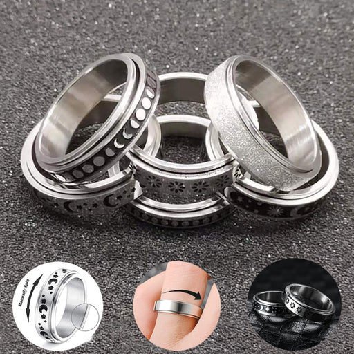 Buy Stainless Steel Rotatable Spinner Ring - Moon Stars Anxiety Relief Rings | Elegantlyushop