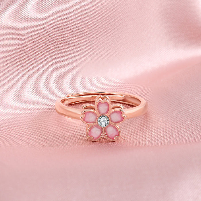 Buy Cherry Blossom Rotatable Ring - Elegant Spin Rings in Rose Gold | Elegantlyushop