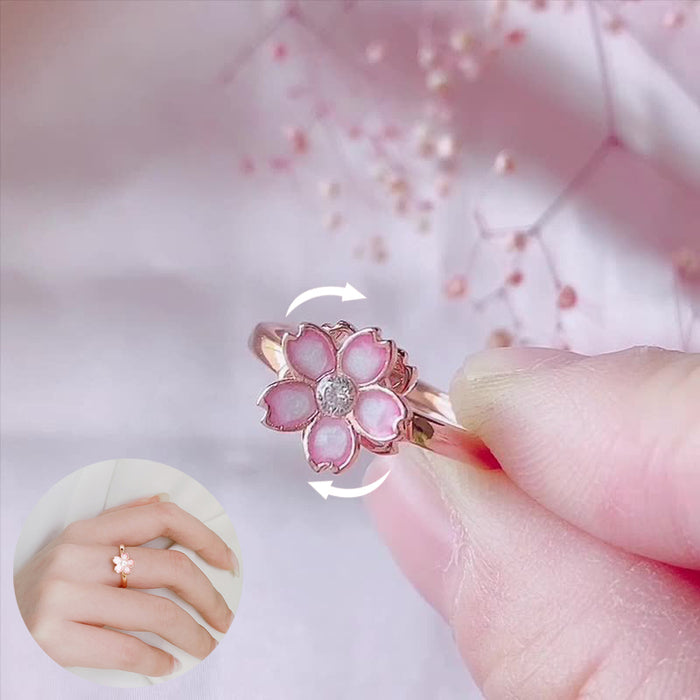 Buy Cherry Blossom Rotatable Ring - Elegant Spin Rings in Rose Gold | Elegantlyushop