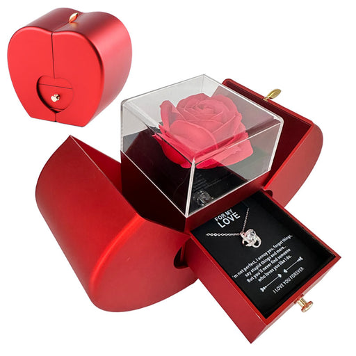 Buy Fashion Jewelry Box - Red Apple Christmas Gift Necklace with Eternal Rose | Elegantlyushop